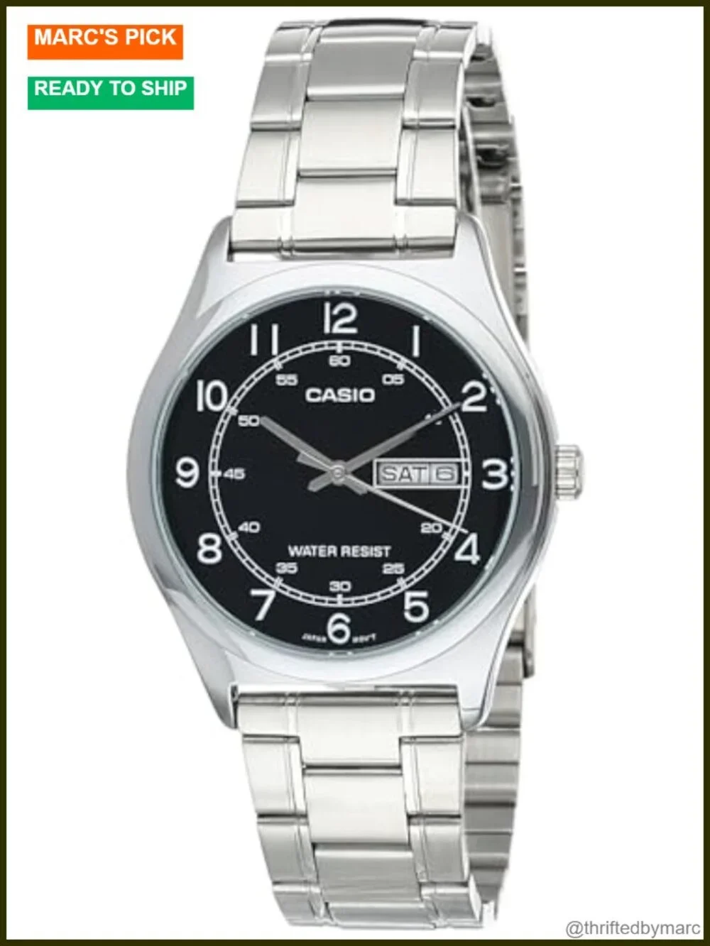 Stainless Steel Dress Watch with Day/Date Display